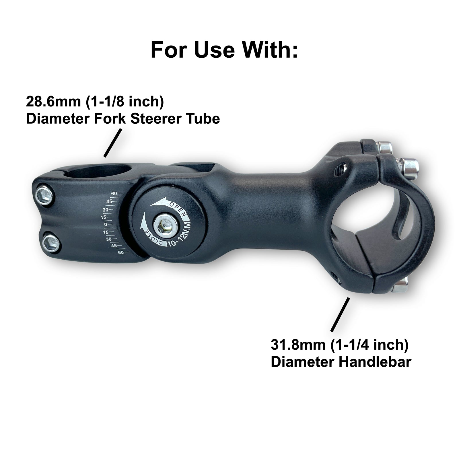 RNX 31.8mm Handlebar Adjustable Bike Stem 0-60 Degree, 110mm long, Fits 28.6mm Bicycle Steerer Tube