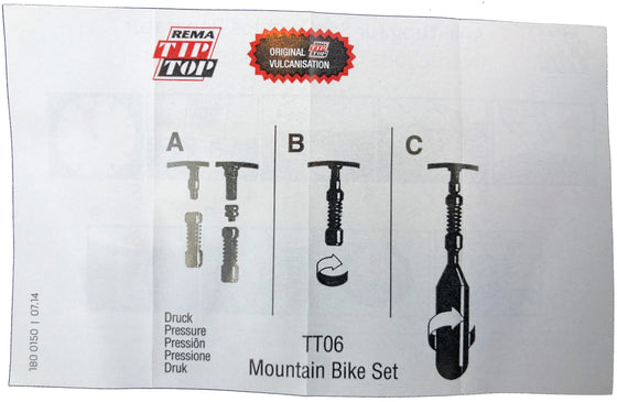 REMA Mountain Bike Tube Tire Patch Repair Kit with Air Cartridges