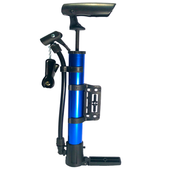 Portable Bicycle Air Pump 130PSI Bike pump Presta Schrader Valve Blue Inflator