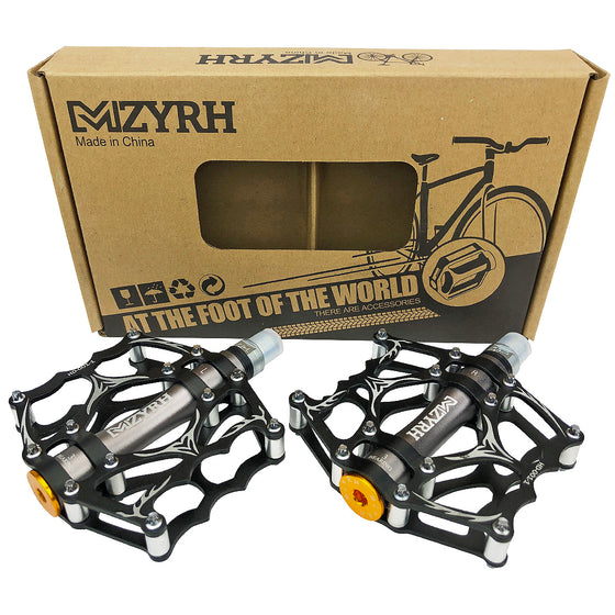 CNC Aluminum Platform Mountain Bike, BMX, MTB Pedals with Cleats & Sealed Bearings - Available in Black, Blue, or Gold